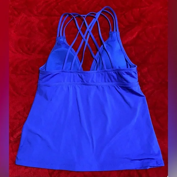 Like New Medium Ana Tankini Top Beautiful Blue padding slimming flattering Cute - Picture 10 of 14